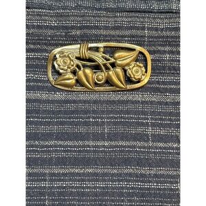 Vintage Louis Stern Gold Filled Rectangular Floral Design Brooch